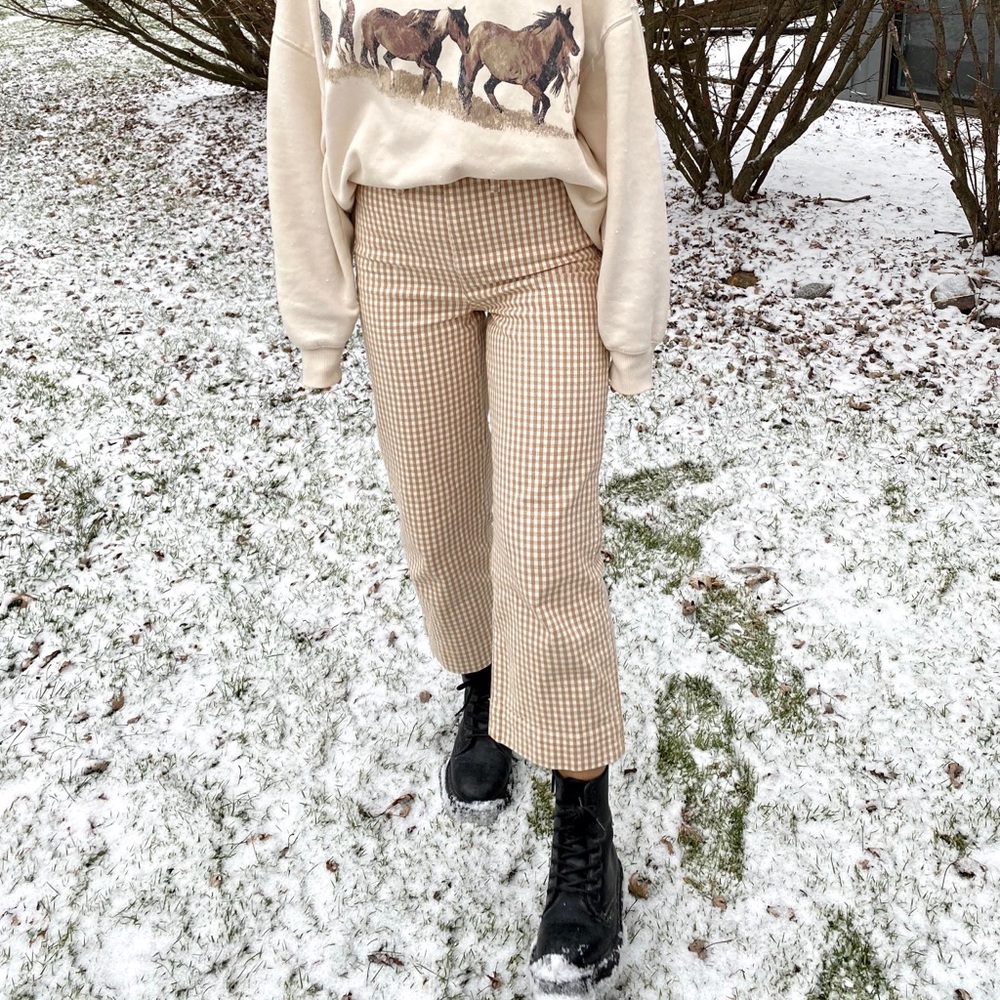 Madewell Wide Leg Emmett Gingham Pants